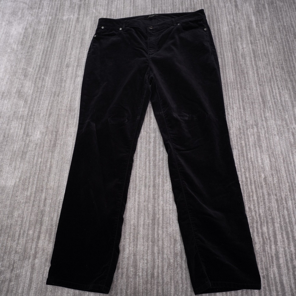 Talbots Flawless Five-Pocket Pants Women 14P Black Excellent Straight Corduroy